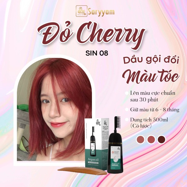 Dầu gội đổi màu tóc Sinhair Đỏ Cherry (Chai 500ml)