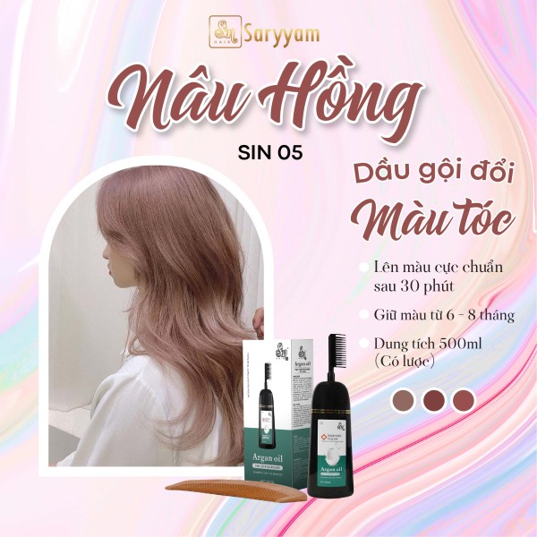 Dầu gội đổi màu tóc Sinhair Nâu Hồng(Chai 500ml)