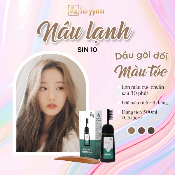 Dầu gội đổi màu tóc Sinhair Nâu lạnh (Chai 500ml)