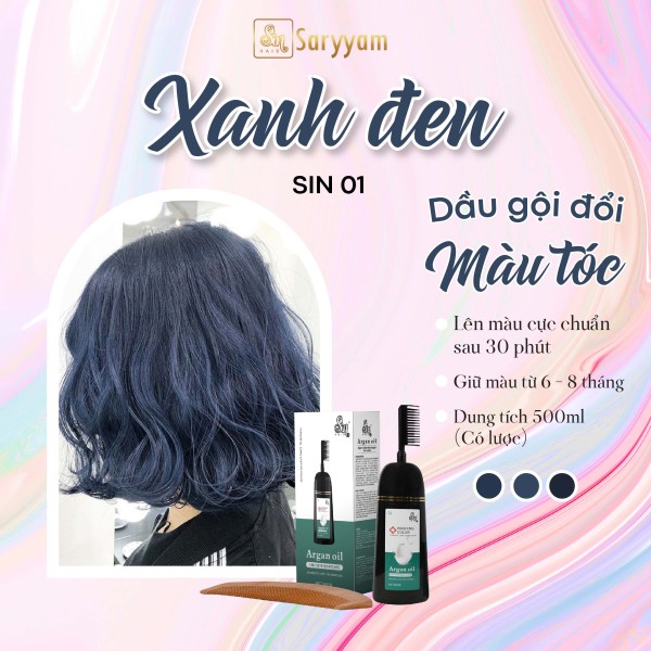 Dầu gội đổi màu tóc Sinhair Xanh Đen (Chai 500ml)