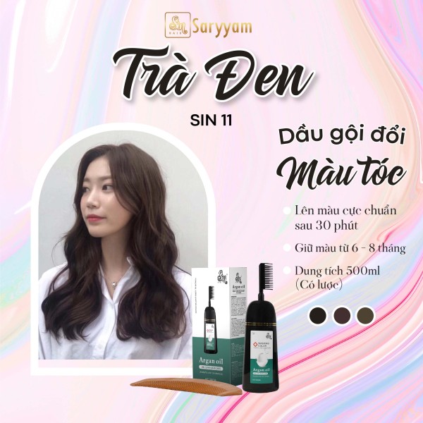 Dầu gội đổi màu tóc Sinhair Trà đen (Chai 500ml)